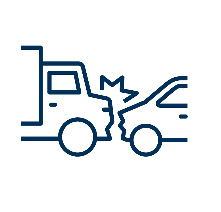 Drawing of collision between a car and a truck