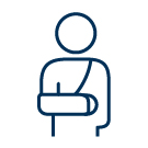 Icon showing a person with their arm in a cast